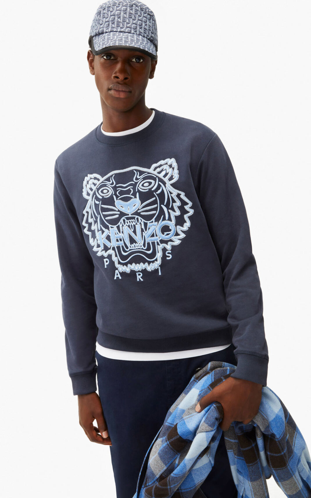 Sudadera Kenzo Tiger Hombre Azules Negras ACR463951